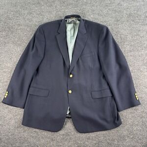 Vintage Stafford Blazer 48 R Blue Wool Golden Button Hopsack USA Premium Uniform